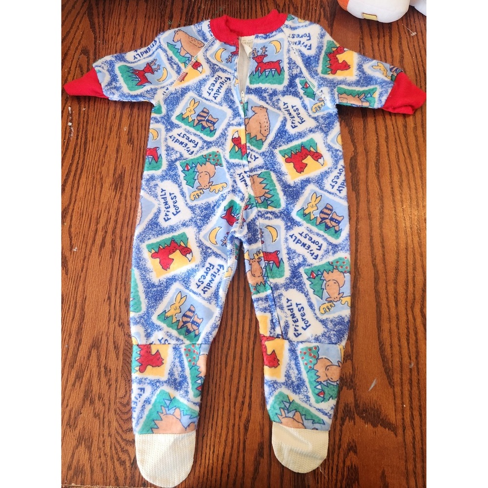 Vintage‎ Screamers USA Made Footie Pajamas Friendly Forest Theme Size 1